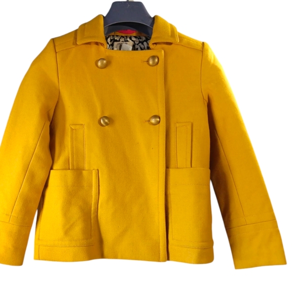 Crewcuts Kids Mustard Yellow Peacoat 100% Wool SZ XXL